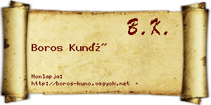 Boros Kunó névjegykártya